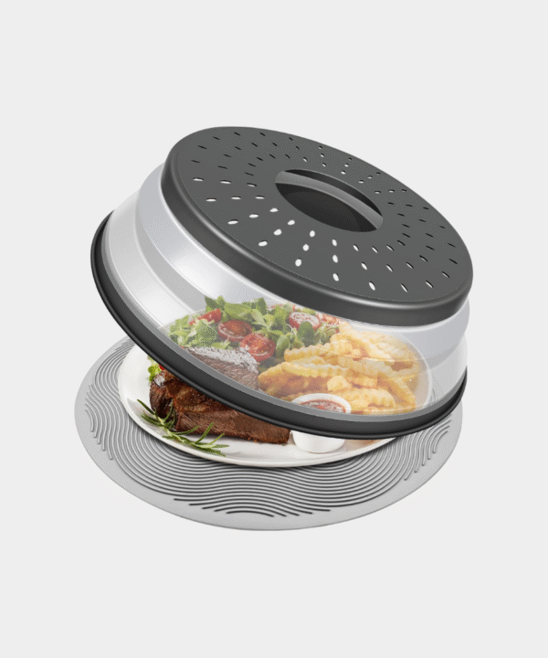 10 Inch Microwave Food Cover & Collapsible Silicone Mat