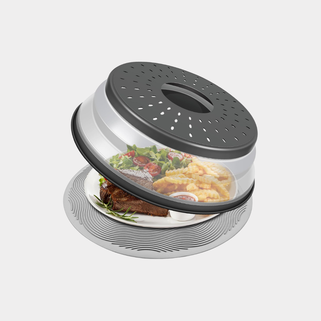 10 Inch Microwave Food Cover & Collapsible Silicone Mat