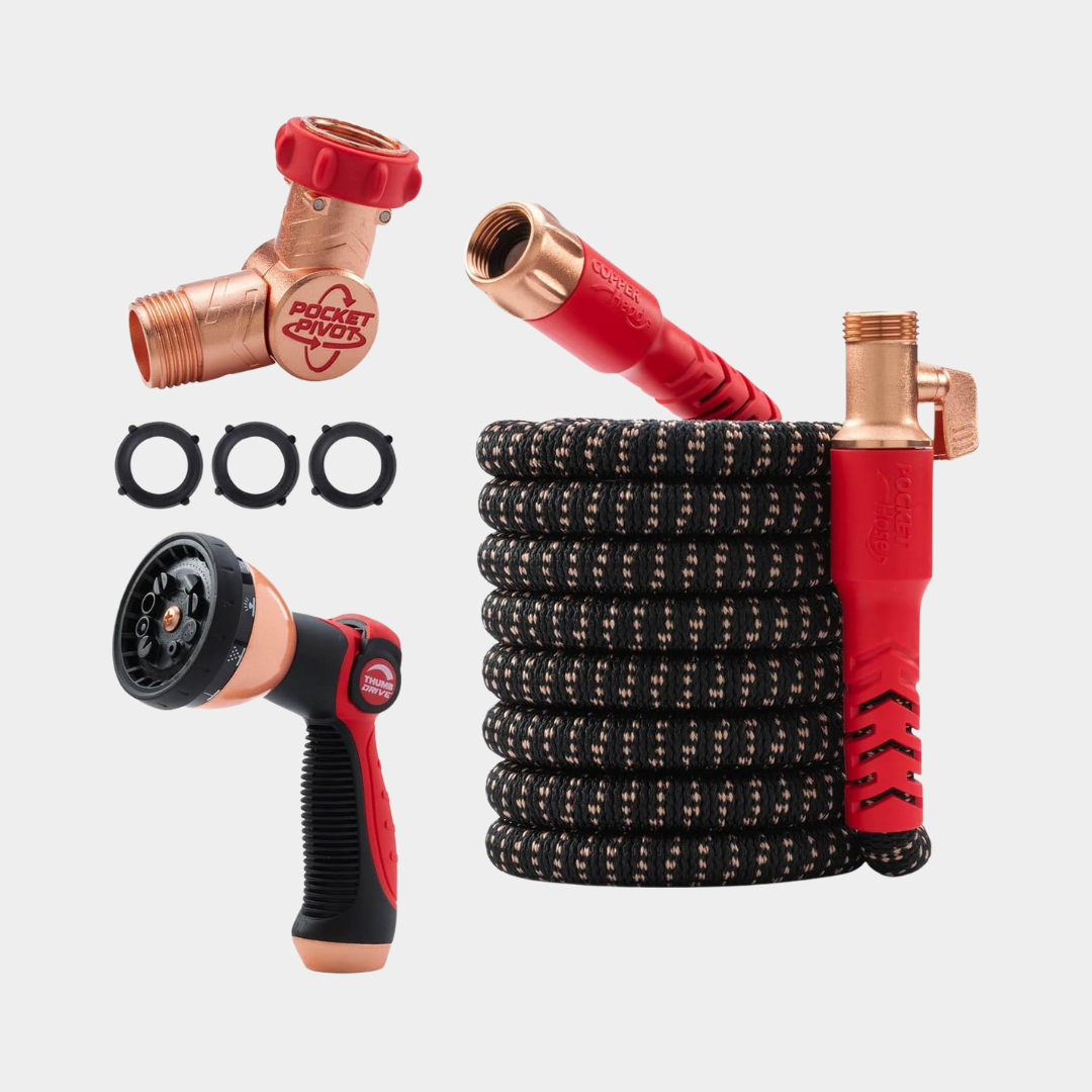 Pocket Hose Copper Head w/New Pocket Pivot Expandable Garden