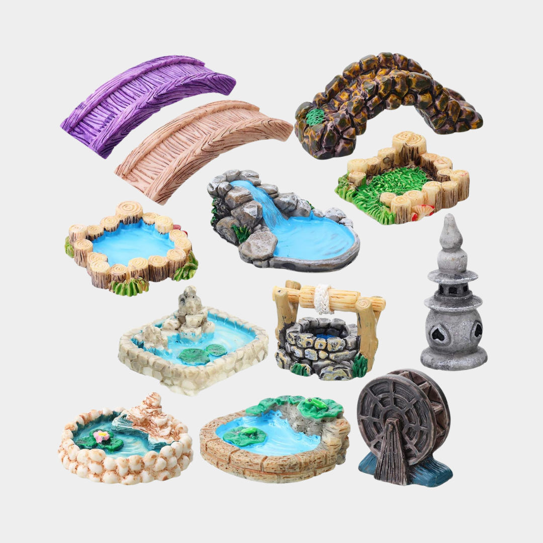 12 Pcs Garden Accessories Miniature Bridge Mini Lighthouse