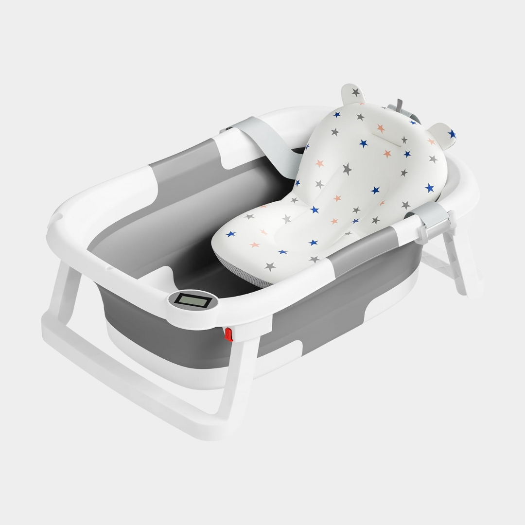 Baby Bath Tub with Soft Cushion & Thermometer
